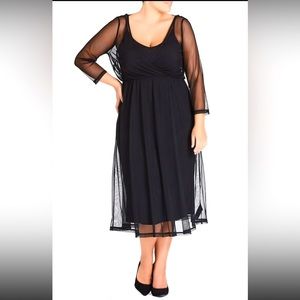 City Chic Black Mesh Dress NWT